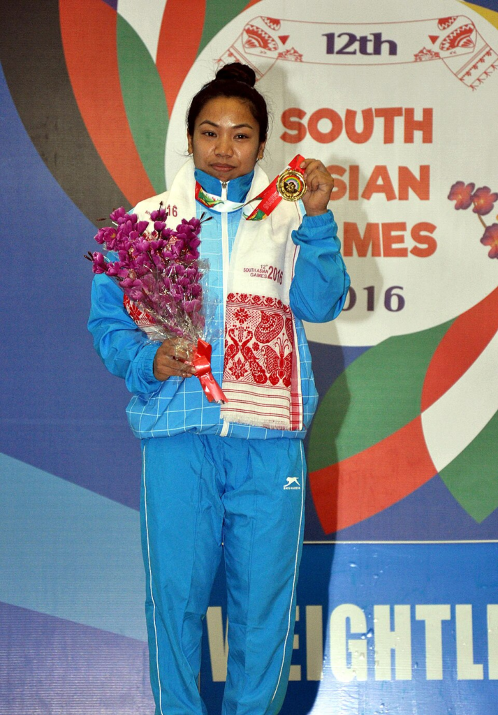Mirabai Chanu Saikhom (India) won the gold medal in the Women's weightlifting, at 12th South Asian Games-2016, in Dispur, Guwahati on February 06, 2016.jpg